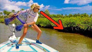 SO DIRTY! Girl Throwing Cast Net & Inshore Fishing Florida Video