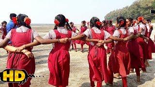Aadiwasi school girls nice tarpa dance at beach, Ak Aadivasi Village.