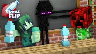 Monster School : GIRLS VS BOYS BOTTLE FLIP CHALLENGE - Minecraft Animation